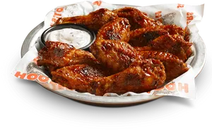 Saucy_ Chicken_ Wings_with_ Dip PNG Image