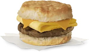 Sausage Egg Cheese Biscuit Breakfast Sandwich PNG Image