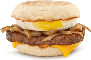 Sausage Egg Cheese Muffin Breakfast Sandwich PNG Image