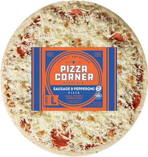 Sausage Pepperoni Pizza Corner Box PNG Image