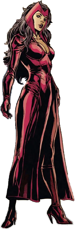 Scarlet Witch Classic Costume Illustration PNG Image