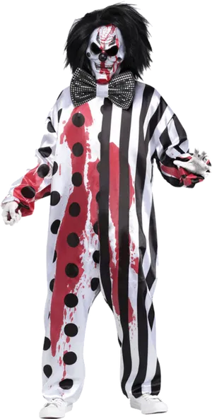 Scary Clown Costumewith Blood Stains PNG Image