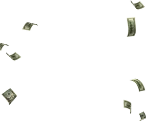 Scattered Dollar Bills Floating Background PNG Image