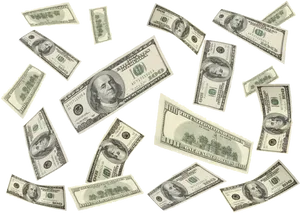 Scattered U S Dollar Bills PNG Image