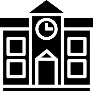 School Building Line Art PNG Image