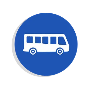 School Bus Icon Blue Background PNG Image