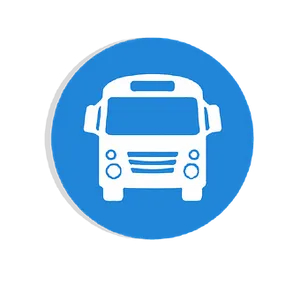 School Bus Icon Blue Background PNG Image