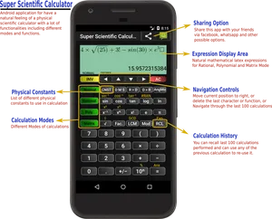 Scientific Calculator App Features PNG Image