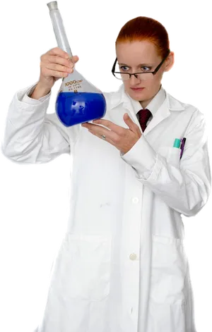 Scientist With Blue Chemical PNG Image