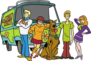 Scooby Doo Mystery Machineand Gang PNG Image