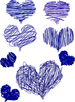 Scribbled Hearts Collection Dark Background PNG Image