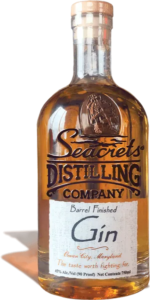 Seacrets Distilling Company Gin Bottle PNG Image