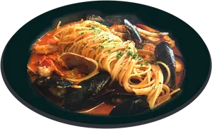 Seafood Spaghettiin Tomato Sauce PNG Image