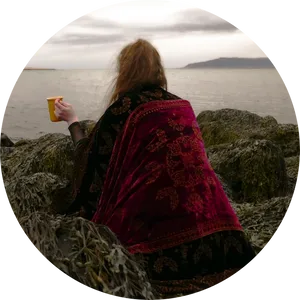 Seaside Solitudewith Coffee PNG Image