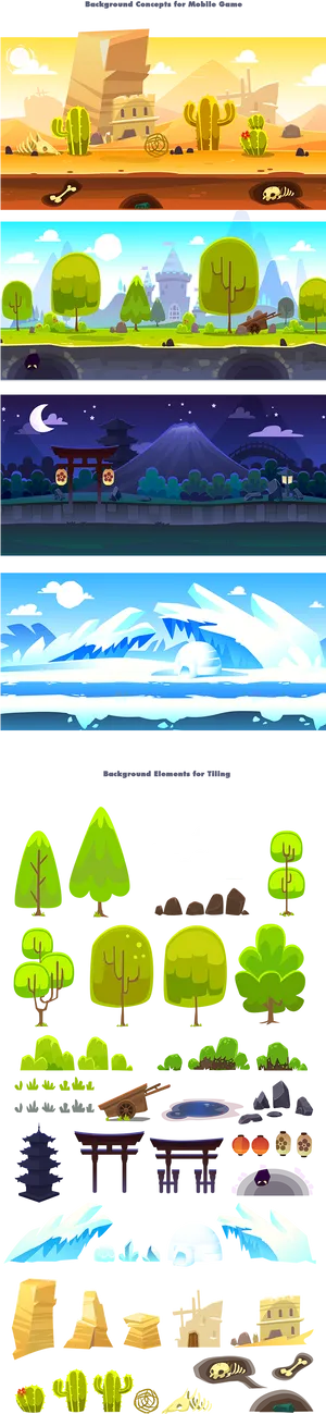 Seasonal Landscapesand Game Assets PNG Image