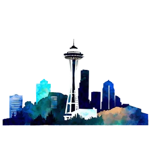 Seattle Skyline In Watercolor Png Dnd90 PNG Image