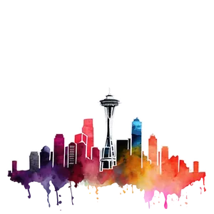 Seattle Skyline In Watercolor Png Tac PNG Image