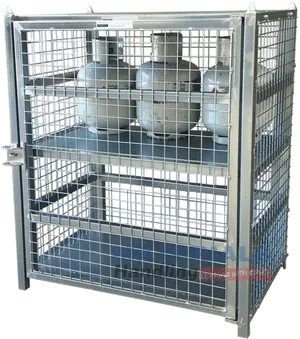 Secure Gas Cylinder Storage Cage PNG Image