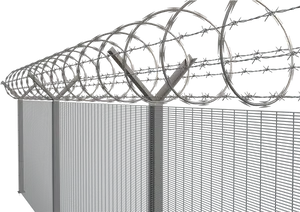 Security Fencewith Barbed Wire PNG Image