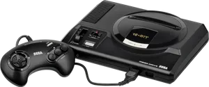 Sega Mega Drive Consoleand Controller PNG Image