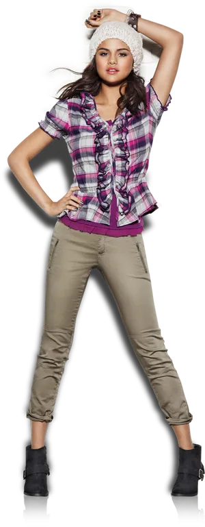 Selena Gomez Casual Fashion Pose PNG Image