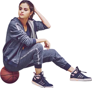 Selena Gomez Sporty Photoshoot PNG Image