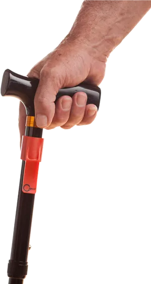 Senior Hand Gripping Walking Stick PNG Image