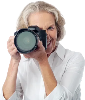 Senior Woman Photographer PNG Image