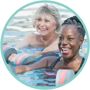 Senior Women Enjoying Water Aerobics PNG Image