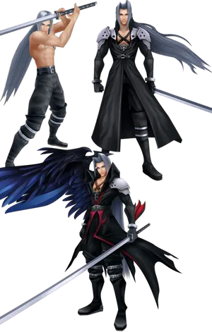 Sephiroth Character Poses PNG Image