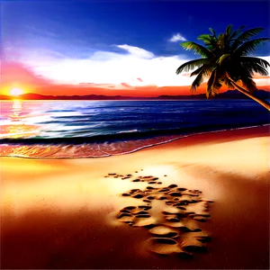 Serene Beachside Sunset Landscape PNG 06232024 PNG