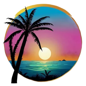 Serene Beachside Sunset Landscape PNG Cyo PNG