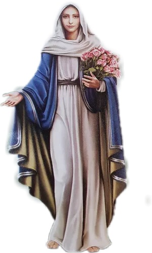 Serene Maria Holding Roses PNG Image