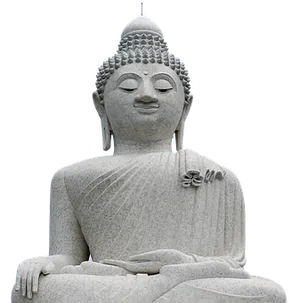 Serene Stone Buddha Statue PNG Image