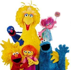 Sesame Street Characters Gathering PNG Image