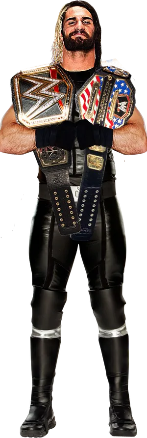 Seth_ Rollins_ Multiple_ Championships PNG Image