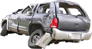 Severely Damaged S U V After Collision.png PNG Image