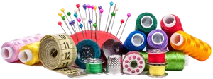 Sewing Accessories Colorful Threadsand Tools PNG Image