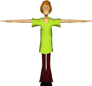 Shaggy Rogers3 D Model Pose PNG Image