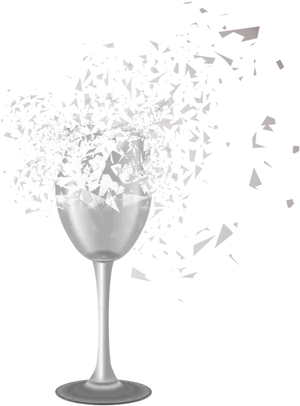 Shattered Wine Glass Illustration PNG Image