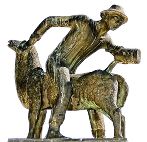 Shepherd Shearing Sheep Statue PNG Image