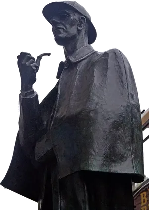 Sherlock Holmes Statue Contemplative Detective PNG Image