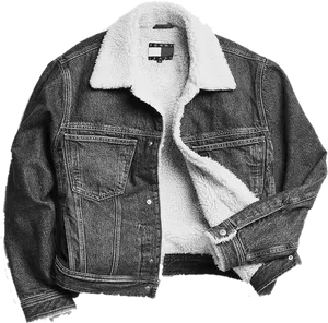 Sherpa Lined Denim Jacket PNG Image