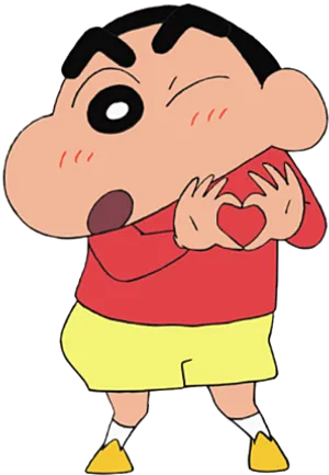 Shin Chan Heart Gesture PNG Image