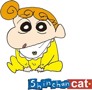 Shinchan Cartoon Character Yellow Dress PNG Image