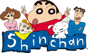 Shinchan Familyand Pet Illustration PNG Image