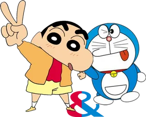 Shinchanand Doraemon Friends Forever PNG Image