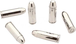 Shiny Bullet Replicas Display PNG Image