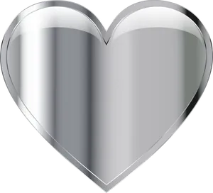 Shiny Metal Heart Graphic PNG Image