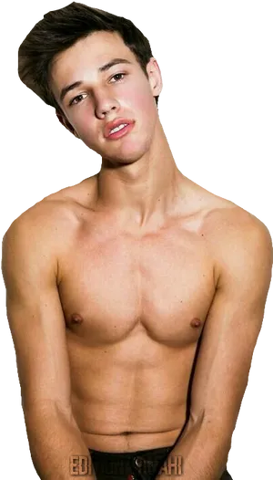 Shirtless Young Man Portrait PNG Image